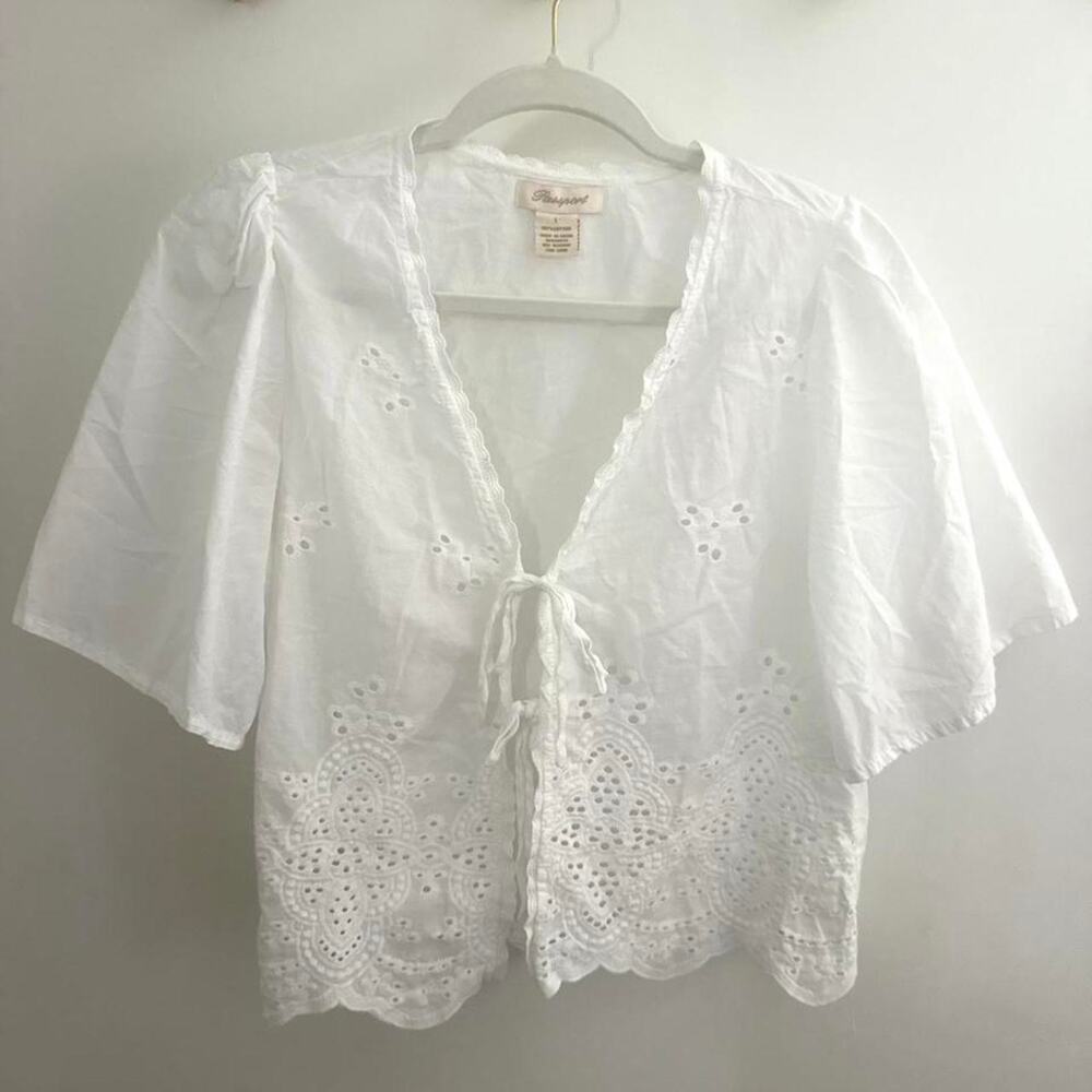 100 cotton white eyelet blouse